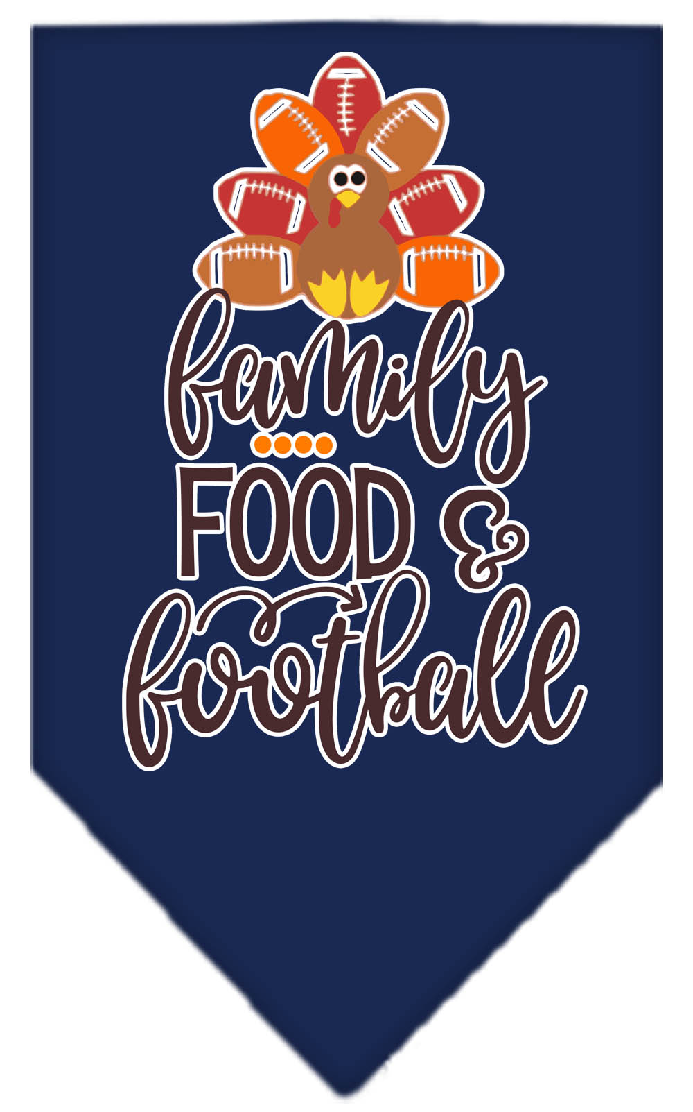 Family, Food, and Football Screen Print Bandana Navy Blue Small